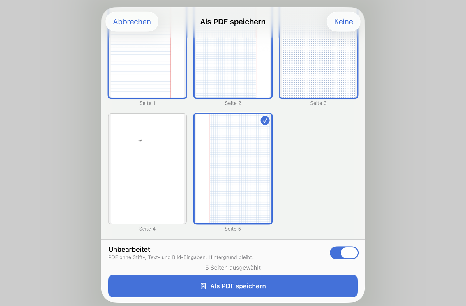 Lehrer-Modus beim Export