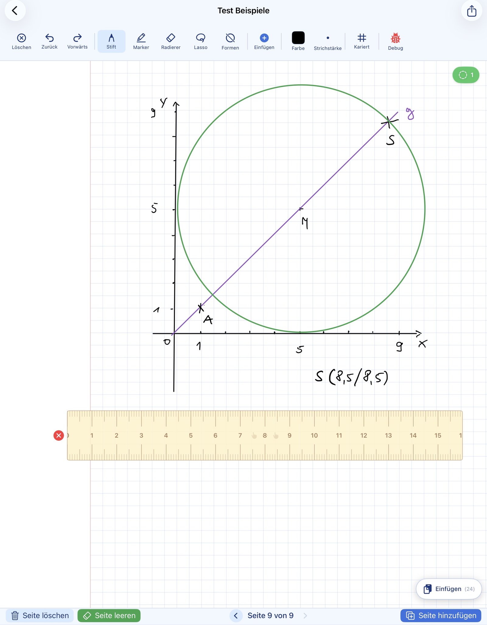 Zwei-Finger-Geste beim Lineal