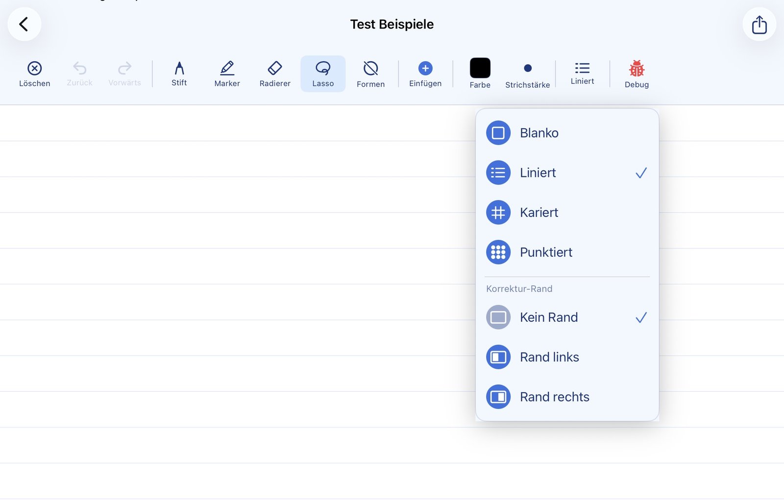Verschiedene Liniaturen