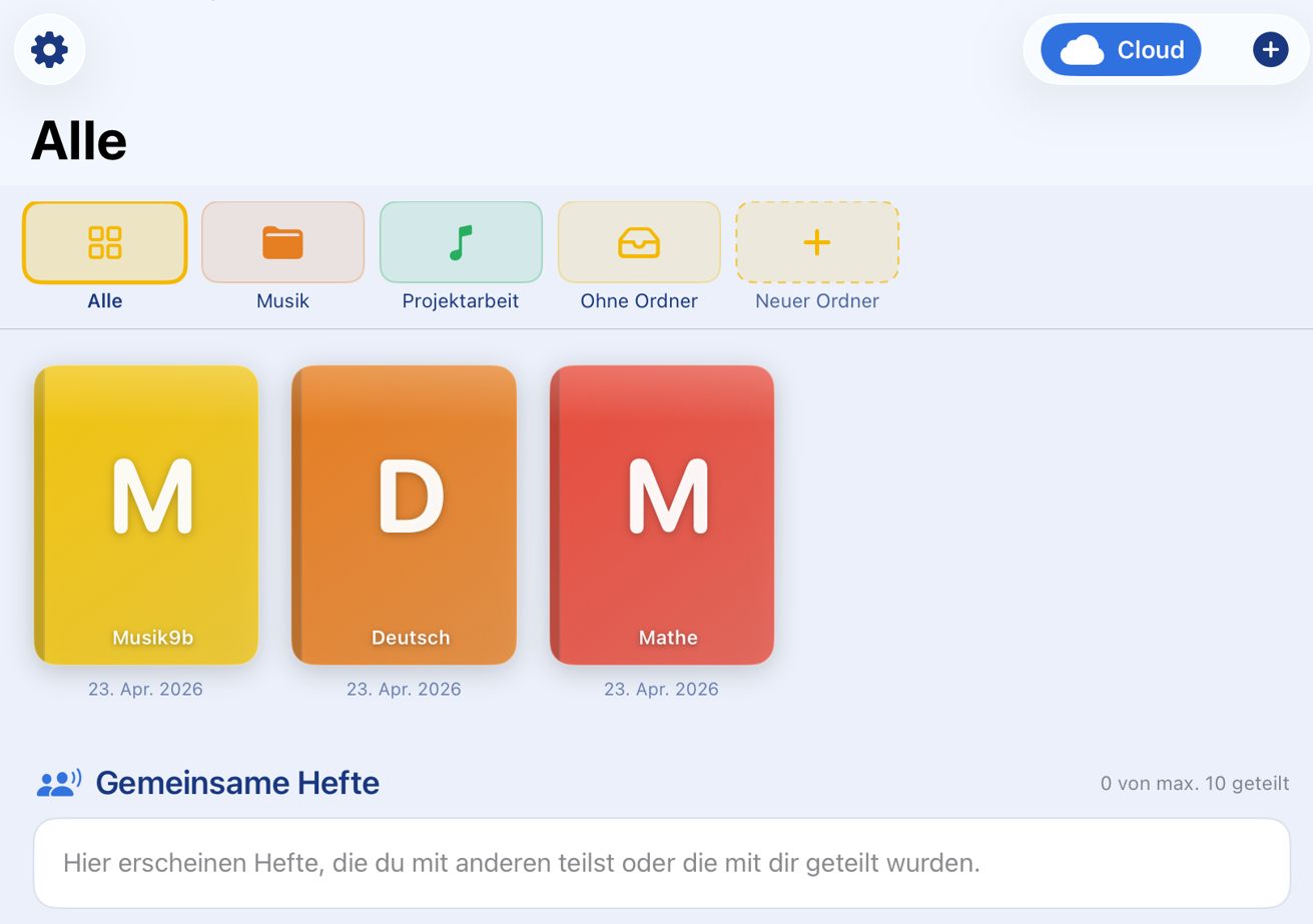 Notebook library with folders